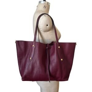 Annabel Ingall Burgundy Plum Purple Pebbled Leather Tote Women’s Purse